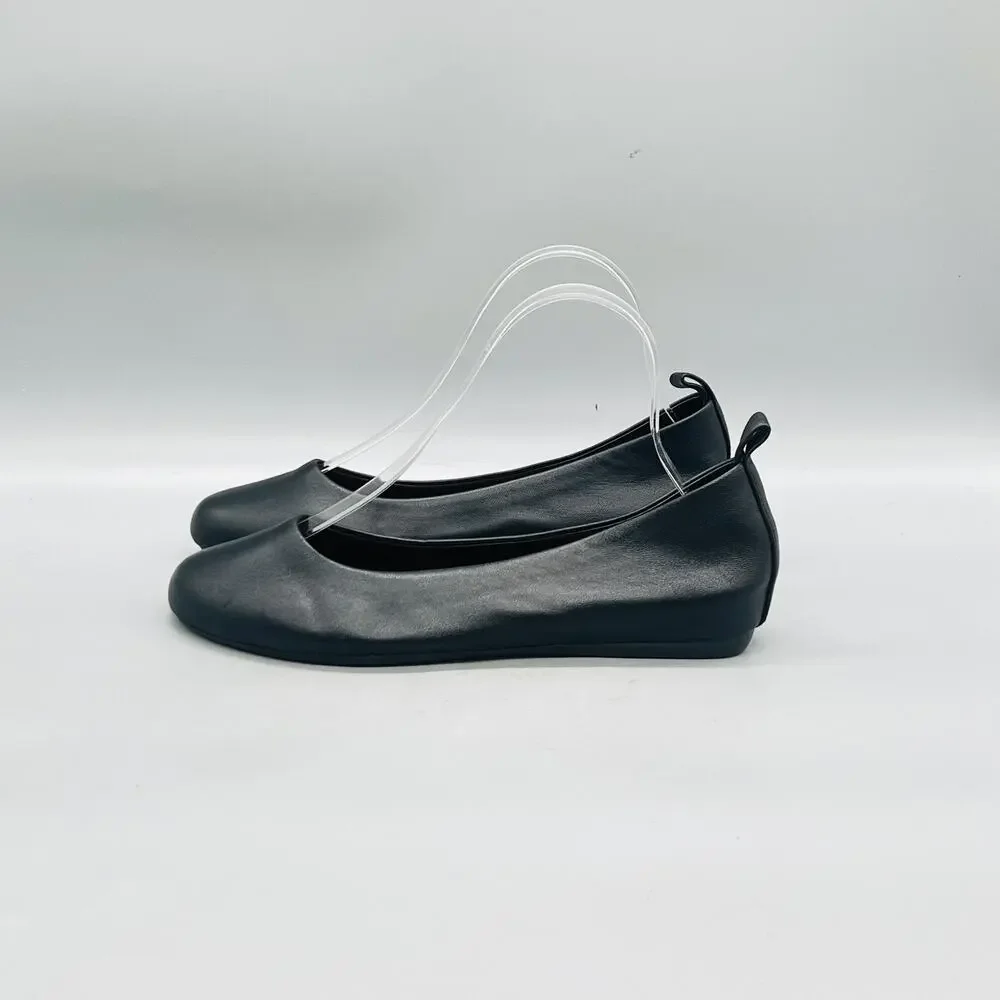 Andre Assous Shoes Womens 7.5 Black Leather Featherweights Ballet Flats Slip On